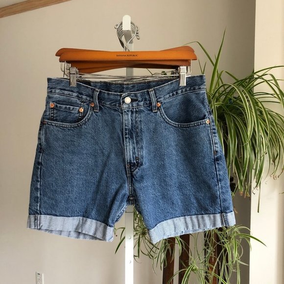 Vintage Levi's 505 High Rise Denim Jean Shorts Size 32 - Picture 2 of 2